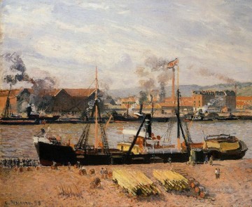  ADI Painting - rouen port unloading wood 1898 Camille Pissarro